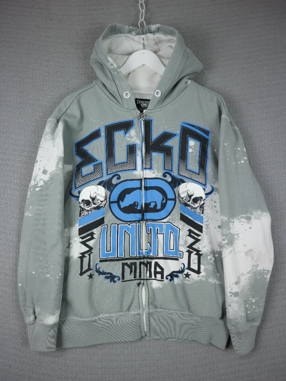 Ecko Unltd MMA Colourdyed Zip Up Hoodie Y2K Grunge Mens XL Xlarge